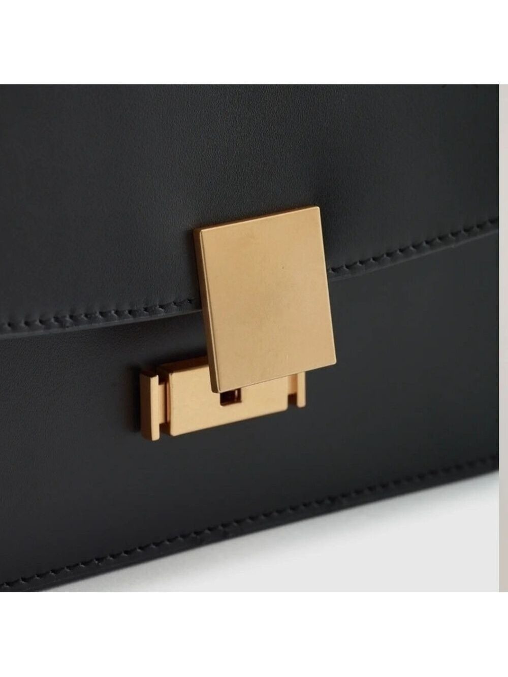 New Gorgeous. Our Italian Leather Black Box Shoulder Bag - Picture 6 of 7